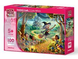 Art Çocuk Sevimli Cadı 100 Parça Puzzle